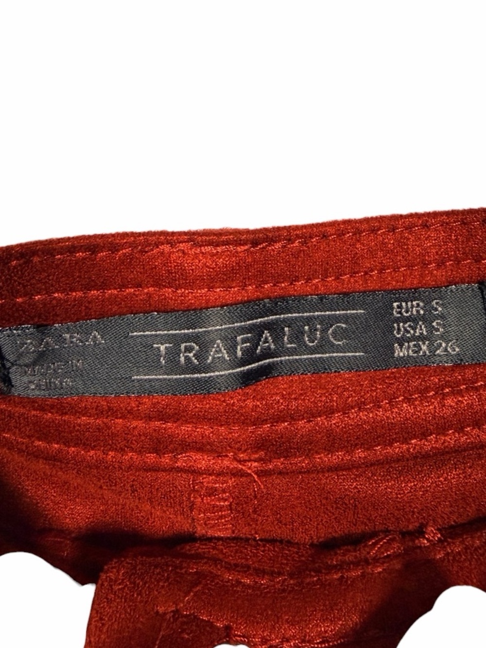 70s Western Rust Faux Suede Mini Skirt Boho Button Front Zara S - Picture 11 of 12